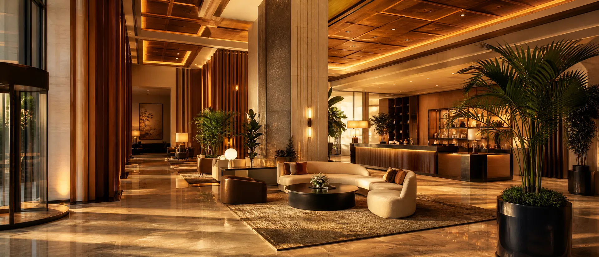 Luxury hotel interior with custom furnishings